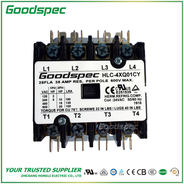 HLC-4XQ01CY(4P/25A/24V) DEFINITE PURPOSE CONTACTOR