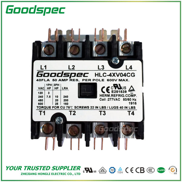 HLC-4XV04CG (4P/40A/277VAC) Contactor de propósito definido